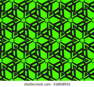 abstract geometric seamless pattern. vector. green and black. neon
