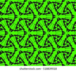 abstract geometric seamless pattern. vector. green and black. neon