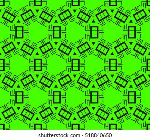 abstract geometric seamless pattern. vector. green and black. neon