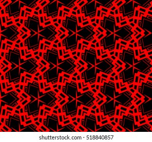 abstract geometric seamless pattern. vector. red and black