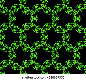 abstract geometric seamless pattern. vector. green and black. neon
