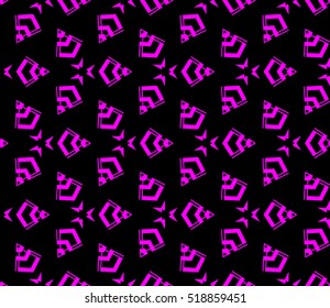 abstract geometric seamless pattern. vector. purple. neon