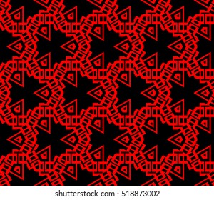 abstract geometric seamless pattern. vector. red and black