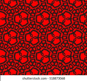abstract geometric seamless pattern. vector. red and black