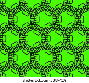 abstract geometric seamless pattern. vector. green and black. neon