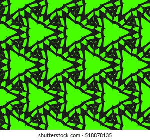abstract geometric seamless pattern. vector. green and black. neon