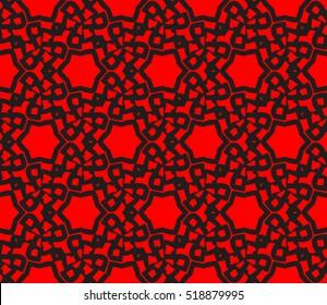 abstract geometric seamless pattern. vector. red and black