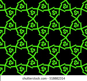 abstract geometric seamless pattern. vector. green and black. neon
