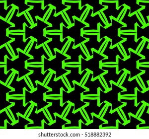 abstract geometric seamless pattern. vector. green and black. neon
