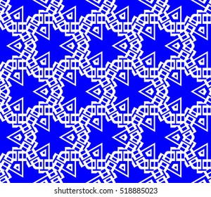 abstract geometric seamless pattern. vector. blue. neon