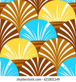 Abstract geometric seamless pattern. Vector background with simple  flowers and leaves