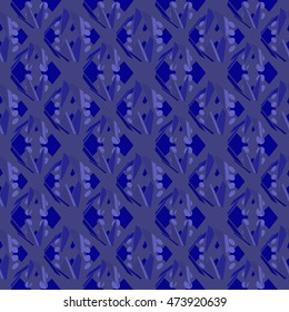 Abstract geometric seamless pattern in velvet blue colors.