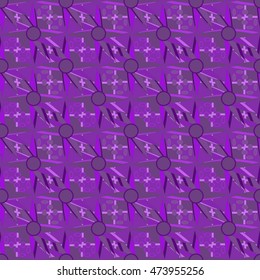 Abstract geometric seamless pattern in velvet purple colors.