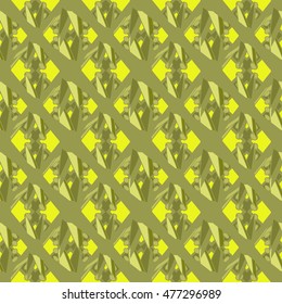 Abstract geometric seamless pattern in velvet yellow colors.