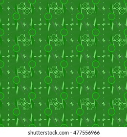Abstract geometric seamless pattern in velvet green colors.