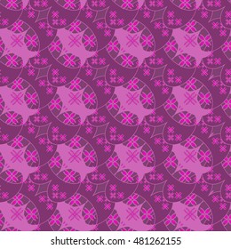 Abstract geometric seamless pattern in velvet violet colors.