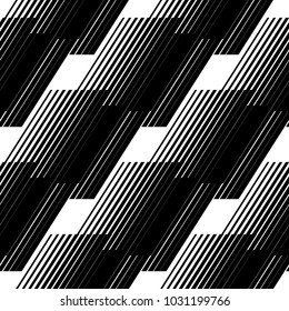 Abstract geometric seamless pattern with vertical fading lines, tracks, halftone stripes/ Extreme sport style illustration/ Trendy black and white minimal background texture/Stock vector/