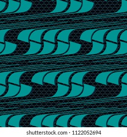 Abstract geometric seamless pattern with vertical fading lines, tracks, halftone stripes. Extreme sport style illustration. Trendy Urban colorful backdrop. Grunge, neon texture pattern.