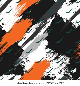 Abstract geometric seamless pattern with vertical fading lines, tracks, halftone stripes. Extreme sport style illustration. Trendy Urban colorful backdrop. Camouflage Army Military Pattern Art Print 