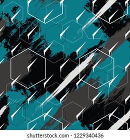 Abstract geometric seamless pattern with vertical fading lines, tracks, halftone stripes. Extreme sport style illustration. Trendy Urban colorful backdrop. Camouflage Army Military Pattern Art Print 