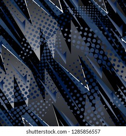 Abstract geometric seamless pattern with vertical fading lines, tracks, halftone stripes. Extreme sport style illustration. Trendy Urban colorful backdrop. Camouflage Army Military Pattern Art Print 