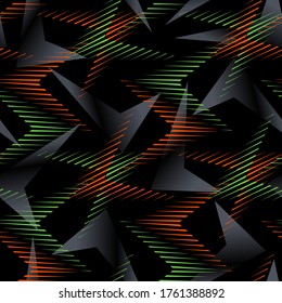 Abstract geometric seamless pattern with vertical fading lines, tracks, halftone stripes. Extreme sport style illustration. Trendy Urban colorful backdrop. Camouflage Army Military Pattern Art Print.