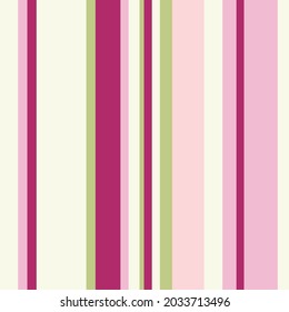 Abstract geometric seamless pattern. Vertical stripes. Print for wrapping paper, fabric design or interior design. Bright colorful vector background. Pink, green and white colors.