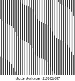 Abstract geometric seamless pattern with vertical striped lines. Different thickness vertical stripes. Striped linear texture. Black and white seamless background.