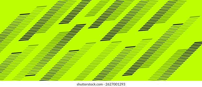 Abstract geometric seamless pattern with vertical fading lines, tracks, halftone stripes. Extreme sport style texture, urban art. Trendy background in bright neon colors, green, black. - Stock vector