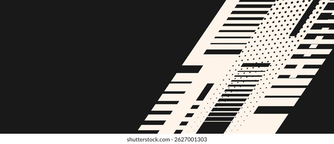 Abstract geometric seamless pattern with vertical fading lines, tracks, halftone stripes. Extreme sport style illustration,