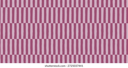 Abstraktes geometrisches nahtloses Muster aus vertikalen Streifen und handgezeichneten Rechtecken in Lila- und Pflaumentönen. Geometrisches Banner. Streifenhintergrund