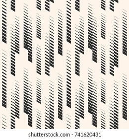 Abstract geometric seamless pattern with vertical halftone lines, tracks, stripes. Extreme sport style illustration, hipster fashion design, urban art. Monochrome graphic texture. - Stock vector