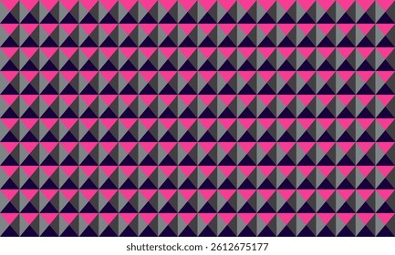 Abstract geometric seamless pattern. Vibrant pink and grey triangles create a dynamic, 3D illusion. Ideal for backgrounds, textiles, or website designs.