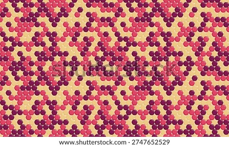 Abstract geometric seamless pattern.  Vibrant pink and purple circles create a captivating, textured design.