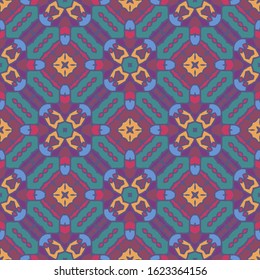 Abstract geometric seamless pattern in violet, green and blue. Textile printing, web design,  wallpaper