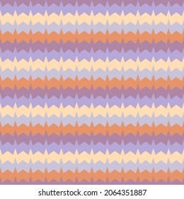 Abstract geometric seamless pattern of violet, purple, beige and orange horizontal zigzag stripes. For textile and gift wrapping paper design