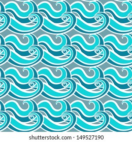 Abstract geometric seamless pattern with waves - vector