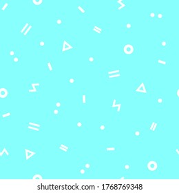 Abstract geometric seamless pattern. White figures on a turquoise background. Vector illustration.