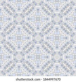 Abstract geometric seamless pattern in white gray blue, fabric texture. interior design.