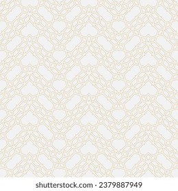 Resumen del patrón geométrico sin costuras. Textura blanca y dorada con líneas. Fondo moderno con formas geométricas. Diseño gráfico de entramado. Vector.