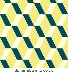 Abstract geometric seamless pattern in yellow and blue, vector