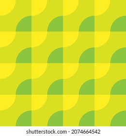 Abstract geometric seamless pattern. Yellow and green squares and waves. For nature, ecology, entertainment themes