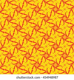 Abstract geometric seamless pattern in yellow, orange and red colors.