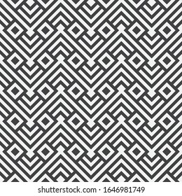 Abstract geometric seamless pattern with zigzag lines, stripes, triangle shapes. Modern texture. Vector repeat monochrome geometrical background. Ethnic motif graphic design.