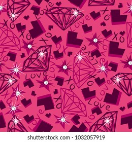 Abstract geometric seamless pattern.Crystal diamonds ring, star, dot in retro funny geometrical style. Funny abstract pattern for textiles and fabrics, wrapping paper and wallpapers of all kinds. Vect