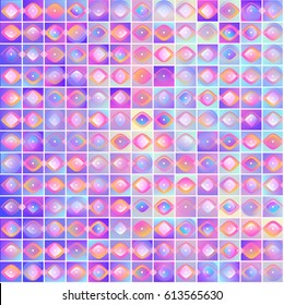 Abstract geometric seamless pattern.Cute mosaic background. Colorful design. Kaleidoscope decorative ornament. Ideal for banners, wrapping paper, textile, fabric, cover.Modern texture.Girl wallpaper.