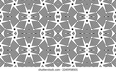 Abstract geometric seamless pattern.Modern geometric background with Bold Lines.seamless Russian style black Geometric background.Tile seamless pattern. Black and white geometric background.
