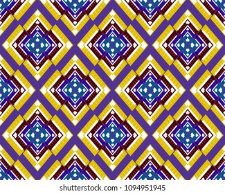 Abstract geometric seamless pattern.Red,blue,yellow,white,purple curve lines of rhombus vector illustration in purple background.Colorful design for wallpaper,textile,tile.
