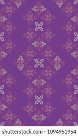 Abstract geometric seamless pattern.Red,green,yellow,purple curve lines of rhombus vector illustration in purple background.Colorful design for wallpaper,textile,tile.
