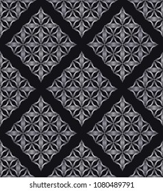 Abstract geometric seamless pattern.Rhombus shape design  for wallpaper,tile,textile in black background.Vector illustration.